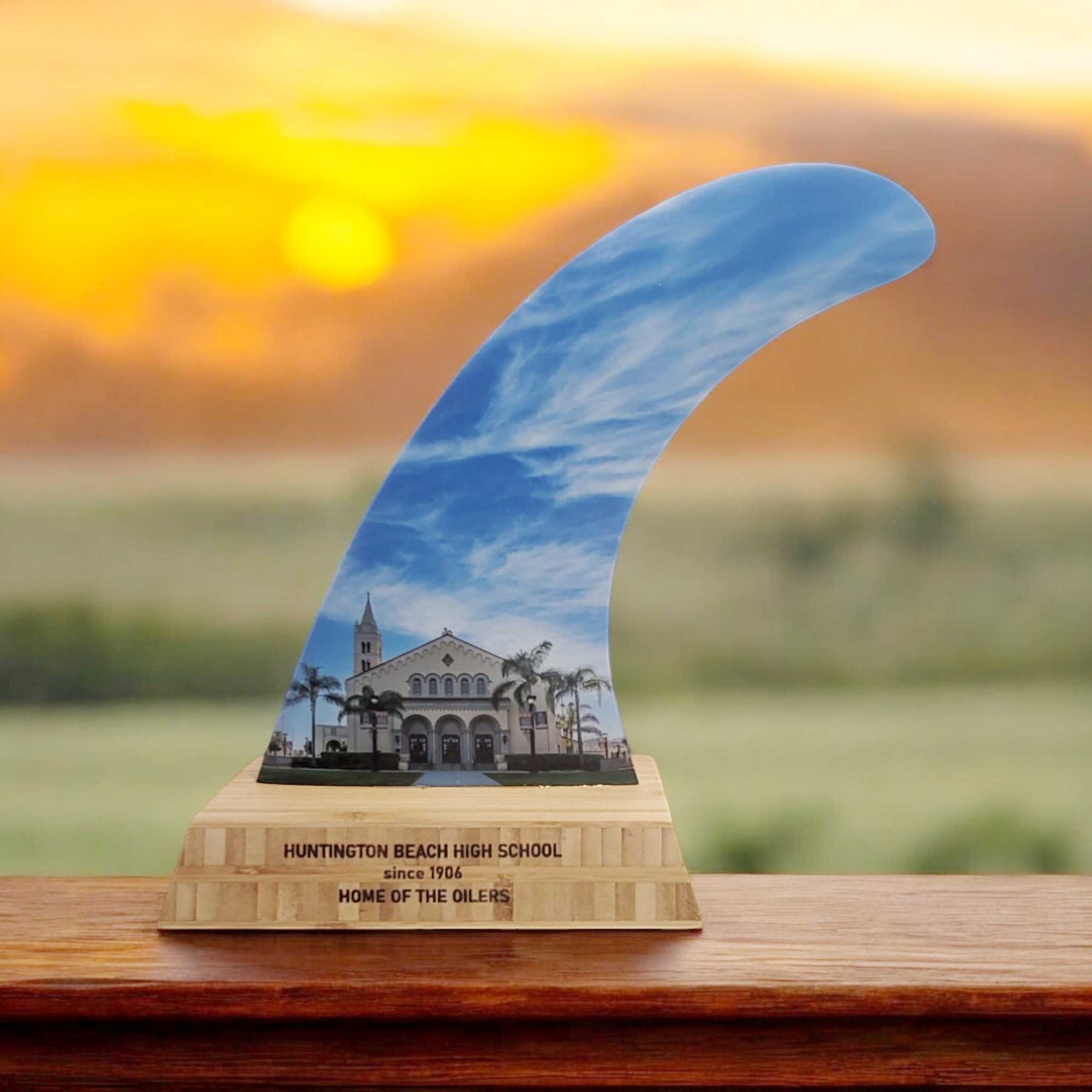 Huntington Beach High Surfboard Fin Art by Surf City Fin Co