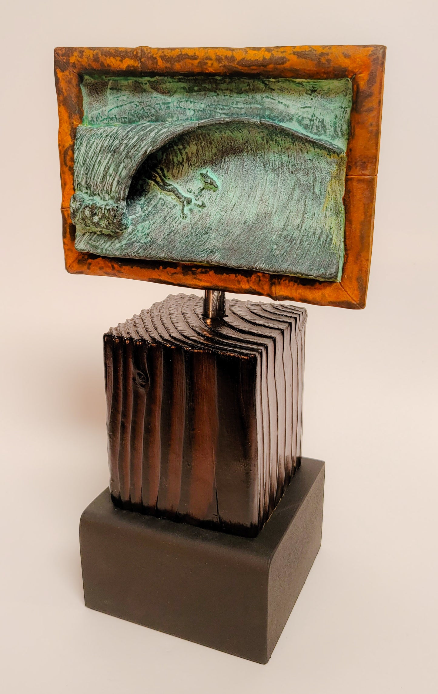 Live Free Bodysurfing Woman and Dolphin Sculpture by Dave C Reynolds