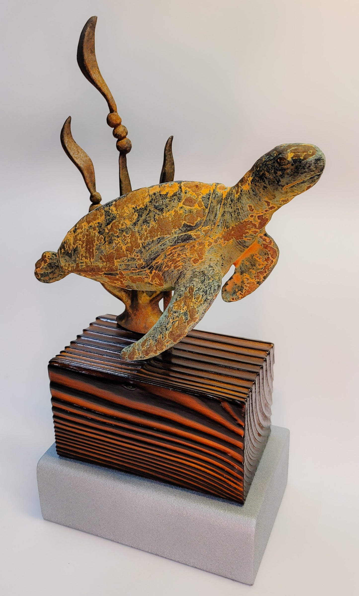 True Locals Rusted Sea Turtle Sculpture by Dave C Reynolds and Sam Bernal